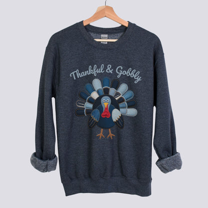 Thankful and Gobbly Patchwork Turkey Sweatshirt