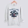 Thankful and Gobbly Patchwork Turkey Sweatshirt - Ash