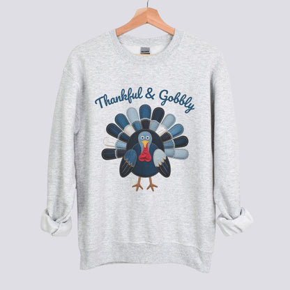 Thankful and Gobbly Patchwork Turkey Sweatshirt