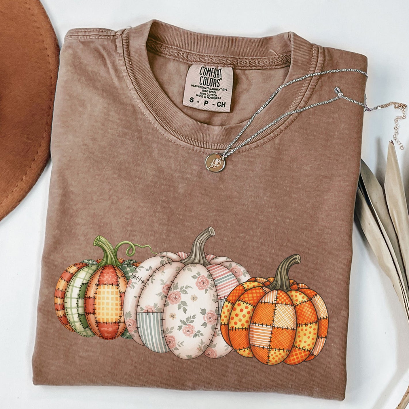 Retro Patchwork PumpkinComfort Colors Tee