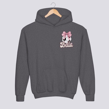 Personalized Pink Bow Soccer Youth Hoodie